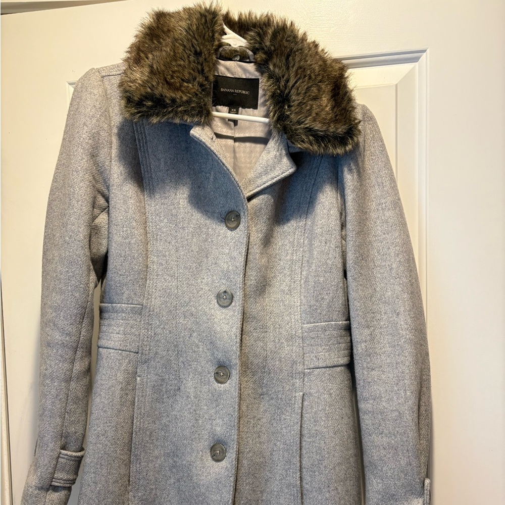 Banana Republic Coat with Faux Fur Collar